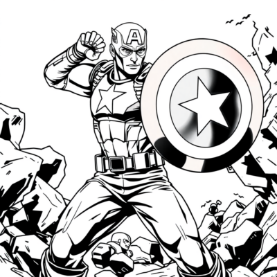 Kolorowanka: Avengers – Captain America rzuca tarczą