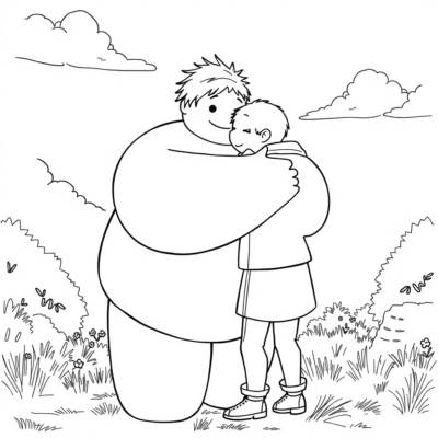 Kolorowanka: Baymax przytula Hiro