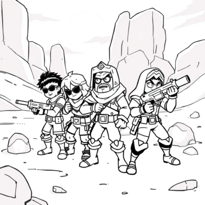 Kolorowanka: Brawl Stars – Bitwa drużynowa na pustyni