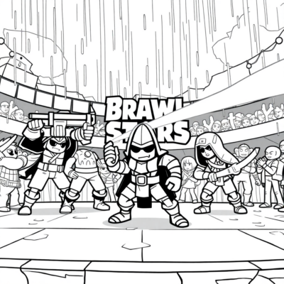 Kolorowanka: Brawl Stars – Bitwa na arenie w deszczu