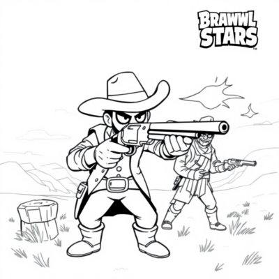 Kolorowanka: Brawl Stars – Colt strzela w dzikim zachodzie