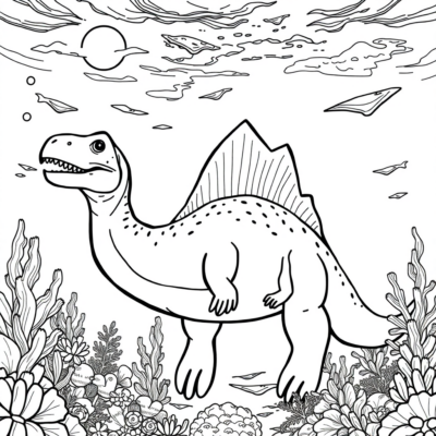 Kolorowanka: Dinozaur – Elasmozaur w oceanie