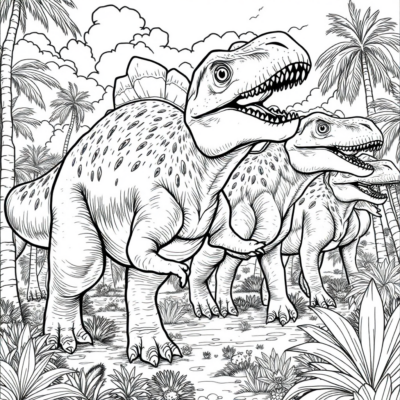 Kolorowanka: Dinozaur – Pachycephalosaurus walczy w stadzie