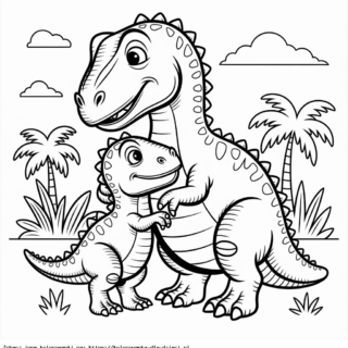 Kolorowanka Dinozaury Mama I Dziecko