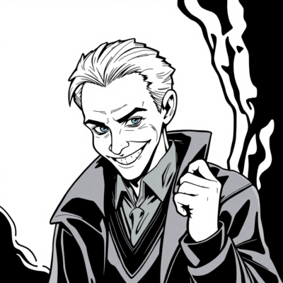 Kolorowanka: Draco Malfoy z uśmiechem podstępnym