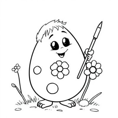 Kolorowanka: Dziecko malujące jajka