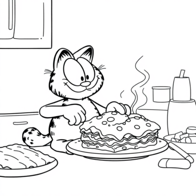 Kolorowanka: Garfield – Jon przygotowuje lasagne