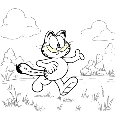 Kolorowanka: Garfield – Odie biega wokół Garfielda
