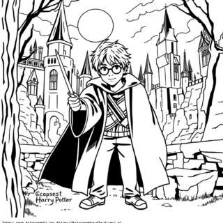 Kolorowanka Harry Potter z różdżką