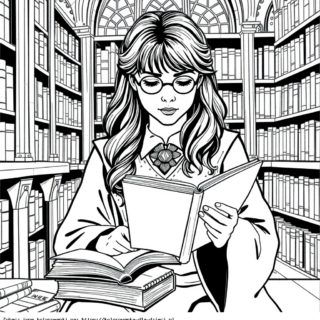Kolorowanka Hermiona Granger w bibliotece