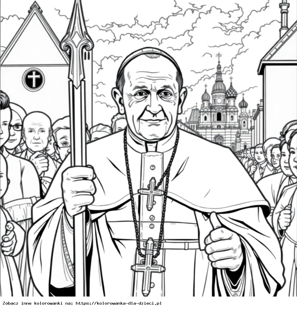 Kolorowanka: Jan Paweł II – Jan Paweł II na pielgrzymce do Polski