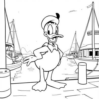 Kolorowanka: Kaczor Donald w marinie