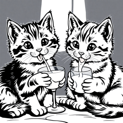 Kolorowanka: Kotki – Kotki wspólnie jedzą mleczko