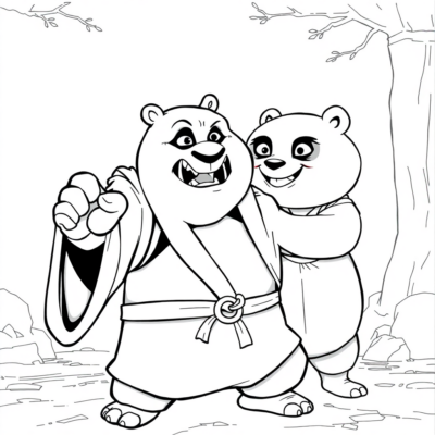 Kolorowanka: Kung Fu Panda – Mistrz Shifu trenuje Po