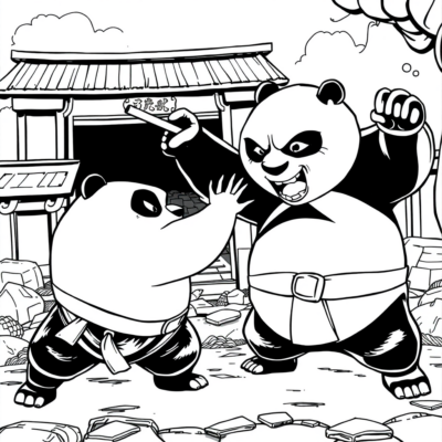 Kolorowanka: Kung Fu Panda – Po walczy z mistrzem Kung Fu