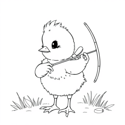 Kolorowanka: Kurczaczek z kokardką