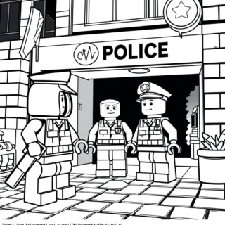Kolorowanka: LEGO komisariat policji nocą