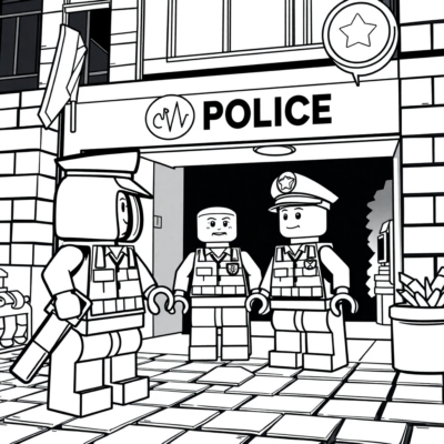 Kolorowanka: LEGO komisariat policji nocą