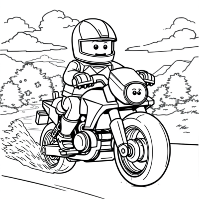 Kolorowanka: LEGO motocyklista w pościgu