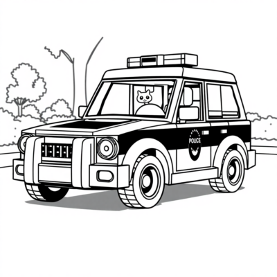 Kolorowanka: LEGO radiowóz na sygnale