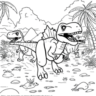 Kolorowanka Dinozaury na wyspie