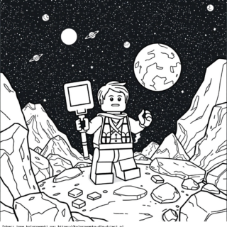 Kolorowanka: Lego Worlds – Postać eksploruje kosmiczną planetę