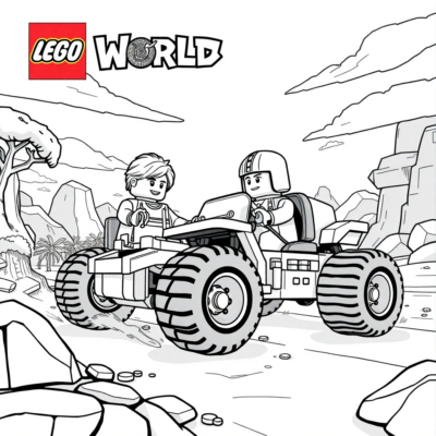 Kolorowanka: Lego Worlds – Wyścigi pojazdów z klocków