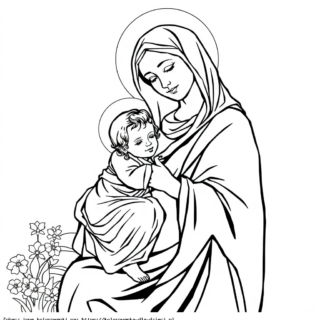 Kolorowanka: Maryja – Matka Boża z Dzieciątkiem