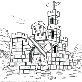 Kolorowanka: Minecraft – Alex buduje zamek z kamienia