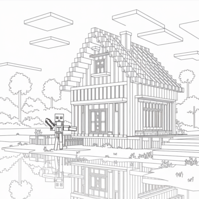 Minecraft – Domek z drewna nad jeziorem