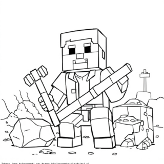 Kolorowanka: Minecraft – Zbieranie złota w kopalni