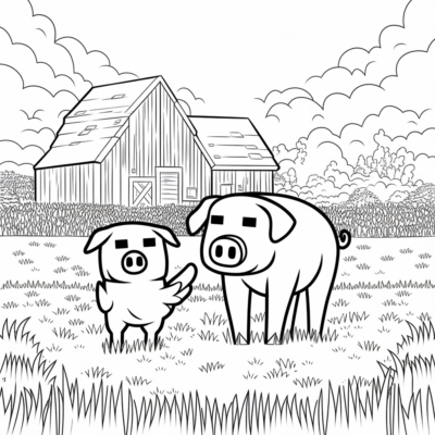 Minecraft – Zwierzątka na farmie: świnki i kurczaki