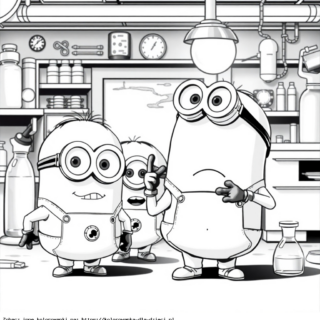 Kolorowanka: Minionki – Gru i jego minionki w laboratorium