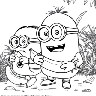 Kolorowanka Minionki z bananami