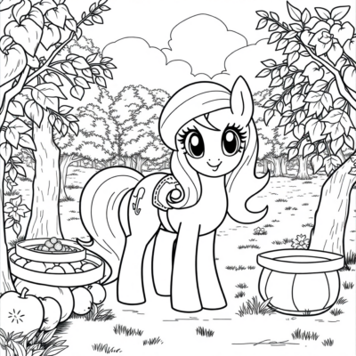 Kolorowanka: My Little Pony – Applejack pracuje w sadzie