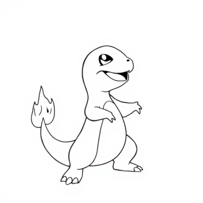 Kolorowanka: POKEMONY – Charmander z płonącym ogonem