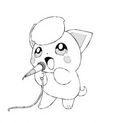 Kolorowanka: POKEMONY – Jigglypuff śpiewa z mikrofonem