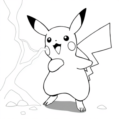 Kolorowanka: POKEMONY – Pikachu używa Piorunującego Ataku