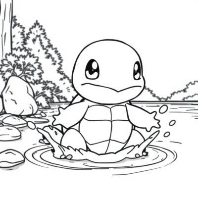 Kolorowanka: POKEMONY – Squirtle pluska się w jeziorze