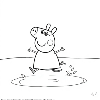 Kolorowanka Świnka Peppa w kałuży