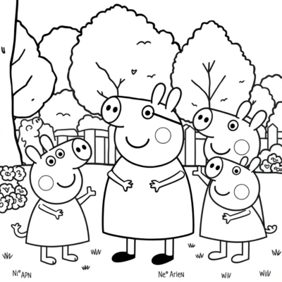 Kolorowanka: Peppa – Peppa w parku z przyjaciółmi
