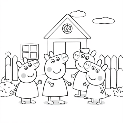 Kolorowanka: Peppa – Peppa w przedszkolu z koleżankami