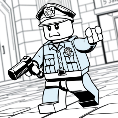 Kolorowanka: Policjant LEGO łapie złodzieja