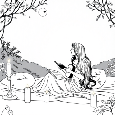 Kolorowanka: Relaks – Słuchanie spokojnej muzyki przy świecach
