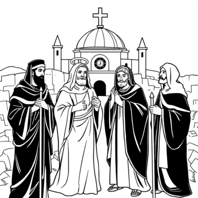 Kolorowanka: Religia – Pielgrzymka do Ziemi Świętej