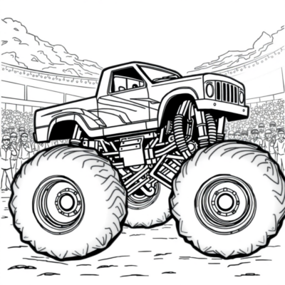 Kolorowanka: Samochód – Monster truck na pokazie