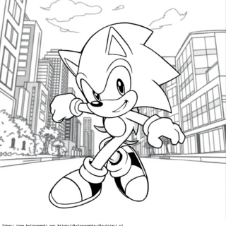 Kolorowanka: Sonic – Sonic biegnie przez miasto