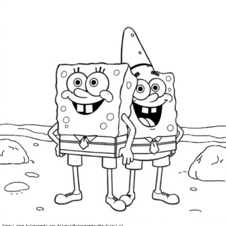 Kolorowanka: SpongeBob – Patrick i SpongeBob na plaży