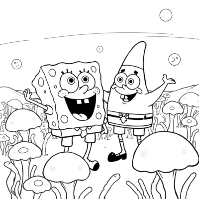 Kolorowanka: SpongeBob – SpongeBob i Patrick w Jellyfish Fields