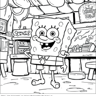Kolorowanka Spongebob w restauracji